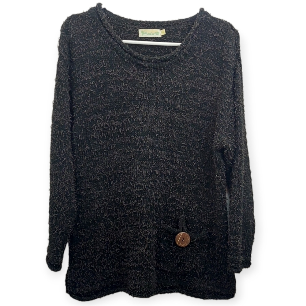 Lulu-B Shaggy Pullover Sweater One Pocket Long Sleeve Women's Size Small